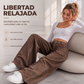 Pantalones de pierna ancha de corte relajado casual para mujer