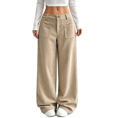 Pantalones de pierna ancha de corte relajado casual para mujer