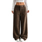 Pantalones de pierna ancha de corte relajado casual para mujer