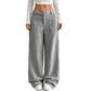 Pantalones de pierna ancha de corte relajado casual para mujer