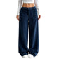 Pantalones de pierna ancha de corte relajado casual para mujer