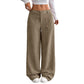 Pantalones de pierna ancha de corte relajado casual para mujer