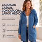 Sudadera con capucha de longitud media para mujer, cárdigan casual con cremallera y abrigos con bolsillos