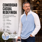 Camiseta de punto gofrado para hombre con cierre de cuarto de cremallera
