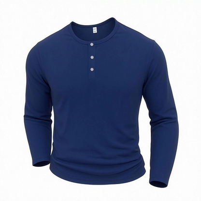 ⏰🔥 50% OFF! 👕✨ Camiseta Henley de Manga Larga para Hombre – Estilo Casual, Cómoda y Fácil de Combinar