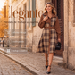 Vestido de mujer retro de cuadros con botones