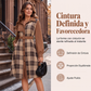 Vestido de mujer retro de cuadros con botones