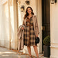 Vestido de mujer retro de cuadros con botones