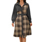 Vestido de mujer retro de cuadros con botones