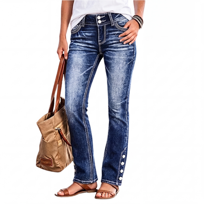 Pantalones vaqueros elásticos de corte ajustado para mujer
