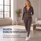 Conjunto de sudadera con capucha y cremallera a rayas para mujer, con pantalones a juego