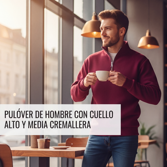Jersey de cuello alto con cremallera de un cuarto para hombre
