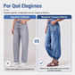 Jeans de tiro alto elásticos tipo barril para mujer