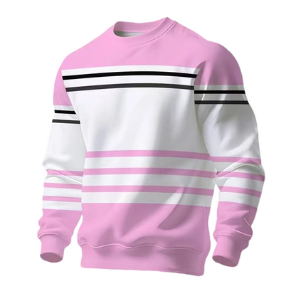 Sudadera de manga larga para hombre con rayas y bloques de color