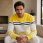 Sudadera de manga larga para hombre con rayas y bloques de color