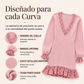 Vestido de punto de mujer con cuello en V y mangas farol