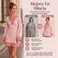 Vestido de punto de mujer con cuello en V y mangas farol