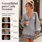 Vestido de punto de mujer con cuello en V y mangas farol