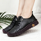 Zapatos casuales de cuero genuino para mujer, mocasines cosidos a mano