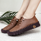 Zapatos casuales de cuero genuino para mujer, mocasines cosidos a mano