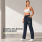 Pantalones deportivos casuales para mujer con bolsillos con cremallera