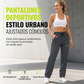 Pantalones deportivos casuales para mujer con bolsillos con cremallera
