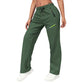 Pantalones deportivos casuales para mujer con bolsillos con cremallera