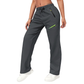 Pantalones deportivos casuales para mujer con bolsillos con cremallera
