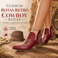 🤠 Encanto occidental | Botines de tacón grueso bordados con escote en V para mujer ⚡ Envío gratuito
