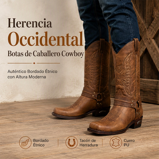 ⌛¡APROVECHA ANTES DE QUE SE ACABE⏰Botas vaqueras occidentales de punta cuadrada para hombre