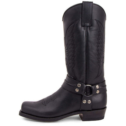 Botas vaqueras occidentales de punta cuadrada para hombre
