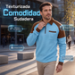Sudadera casual de punto gofrado con cremallera de un cuarto para hombre