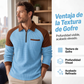 Sudadera casual de punto gofrado con cremallera de un cuarto para hombre