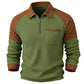 Sudadera casual de punto gofrado con cremallera de un cuarto para hombre