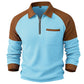 Sudadera casual de punto gofrado con cremallera de un cuarto para hombre