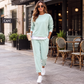 Conjunto de sudadera y pantalones de dos piezas falsas para mujer