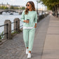 Conjunto de sudadera y pantalones de dos piezas falsas para mujer