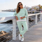 Conjunto de sudadera y pantalones de dos piezas falsas para mujer