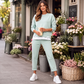 Conjunto de sudadera y pantalones de dos piezas falsas para mujer