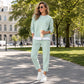 Conjunto de sudadera y pantalones de dos piezas falsas para mujer