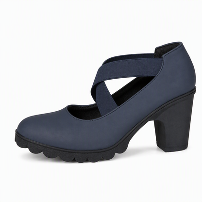 Zapatos Mary Jane para mujer con puntera redonda, tira cruzada, tacón grueso, plataforma y tacones altos con recortes
