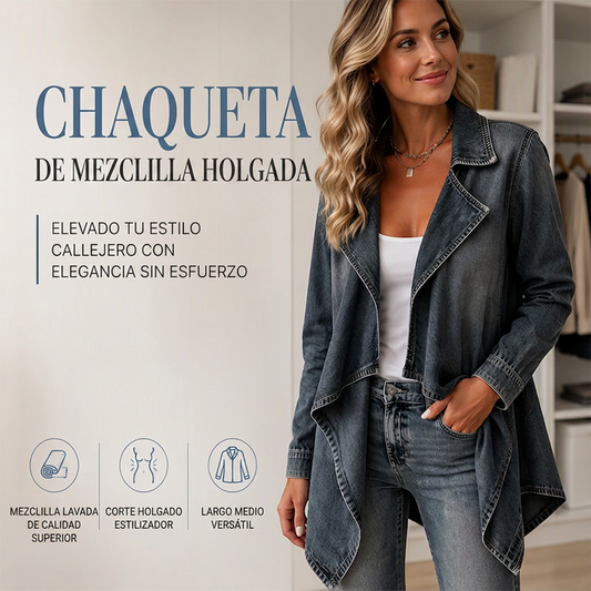 ⏰🔥 ¡OFERTA 50% OFF! 👚✨Chaqueta tipo trench de mezclilla abierta para mujer🚚ENVÍO GRATIS🚚