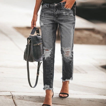⏰🔥 ¡50% OFF POR TIEMPO LIMITADO! 👖✨ Vaqueros Rotos Desgastados Retro para Mujer – Estilo Vintage, Ajuste Cómodo y Look Casual con Mucha Personalidad