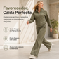 Conjunto de chándal de dos piezas de mezcla de algodón de peso pesado para mujer, con chaqueta con cremallera y pantalones de pierna ancha