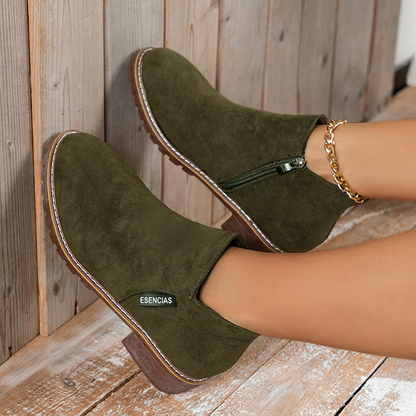 ⌛STOCK LIMITADO⌛ Botines de tacón bajo para mujer con cremallera lateral