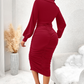 ⏰🔥 ¡50% OFF POR TIEMPO LIMITADO! 👗 Vestido Bodycon de Cuello en V con Mangas de Farol para Mujer – Elegancia, Curvas Favorecedoras y Estilo Sofisticado ✨