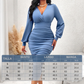 ⏰🔥 ¡50% OFF POR TIEMPO LIMITADO! 👗 Vestido Bodycon de Cuello en V con Mangas de Farol para Mujer – Elegancia, Curvas Favorecedoras y Estilo Sofisticado ✨