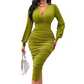 ⏰🔥 ¡50% OFF POR TIEMPO LIMITADO! 👗 Vestido Bodycon de Cuello en V con Mangas de Farol para Mujer – Elegancia, Curvas Favorecedoras y Estilo Sofisticado ✨