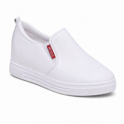 🔥50% OFF🔥 Zapatos de mujer de piel suave sin cordones con suela plana antideslizante y aumento de altura oculto