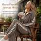 🔥 ¡50% DE DESCUENTO! ✨Conjunto de dos piezas para mujer – camisa oversize de botones y pantalón jogger con rayas laterales